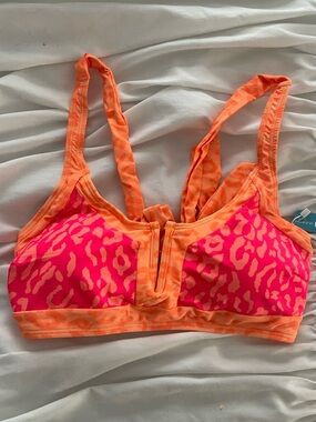 Popvil Pink & Orange Leopard Print Bikini Top
